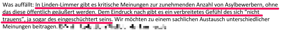 Zitat aus einer Hetzschrift die in Linden und Limmer verbreitet wird