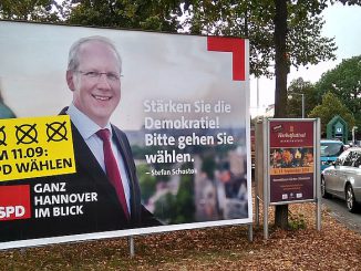 OB Schostok verstößt gegen die Neutralitätspflicht bei Kommunalwahl Niedersachsen 2016, SPD-Plakat mit OB