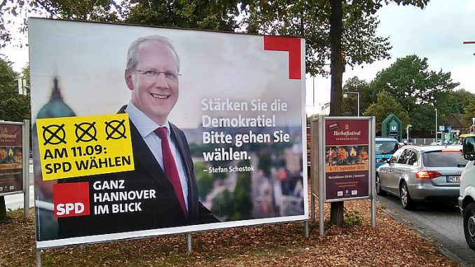 OB Schostok verstößt gegen die Neutralitätspflicht bei Kommunalwahl Niedersachsen 2016, SPD-Plakat mit OB