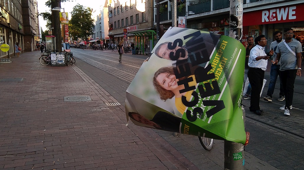Wahlplakat zur Kommunalwahl Niedersachsen 2016 Bündnis 90/Die Grünen in der Limmerstraße