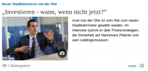 Stadtkämmerer von der Ohe fordert Investitionen